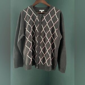 Croft & Barrow Gray Cardigan with Pink Accents